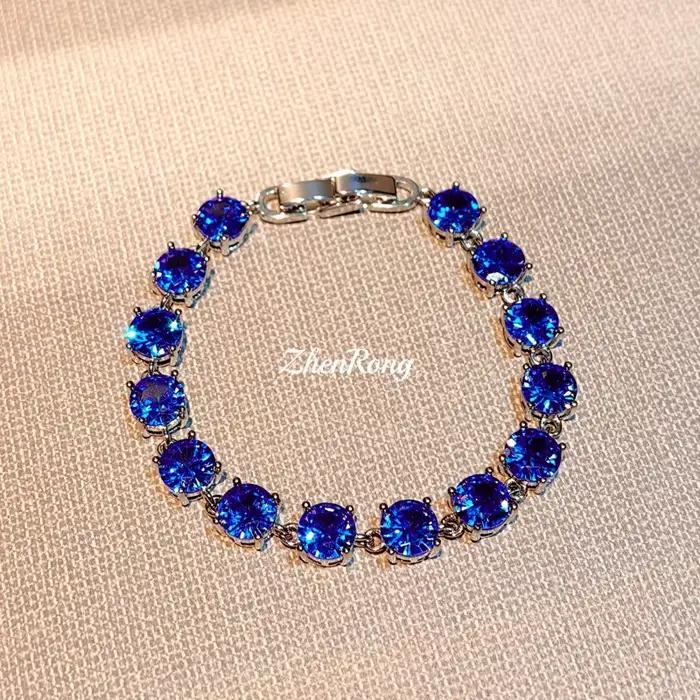 Bracelet en argent sterling 925 serti de zircone cubique violette pour femmes occasions spéciales parties soirée élégante