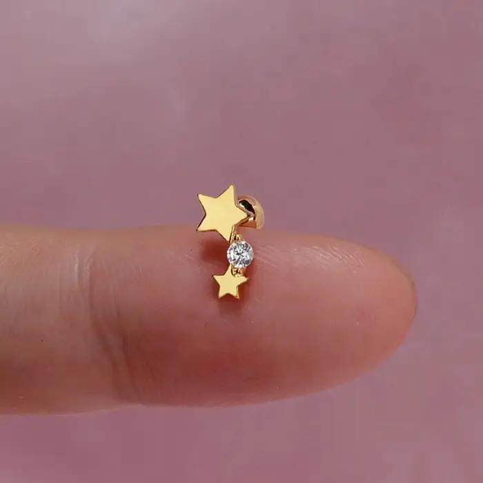 Boucle d'oreille piercing en acier inoxydable pour femme, boucle d'oreille en cristal, petit goujon