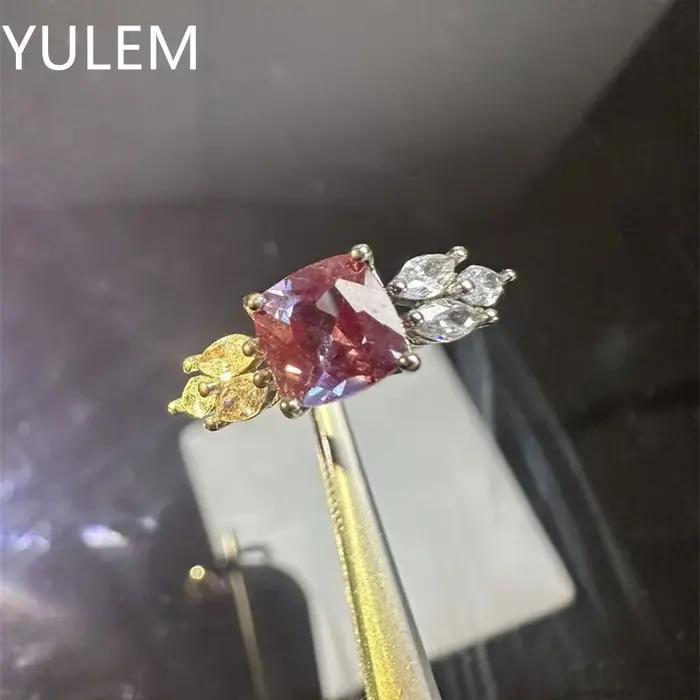 YULEM Nouvelle Arrivée Bague en Argent 925 avec Alexandrite de Laboratoire 6x6mm pour Femme