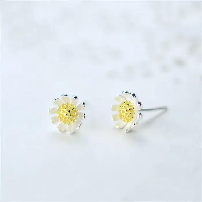 Ensoleillé belle fleur mode une paire 925 en argent Sterling boucle d'oreille accessoires de luxe bijoux cadeau pour les femmes boucles d'oreilles