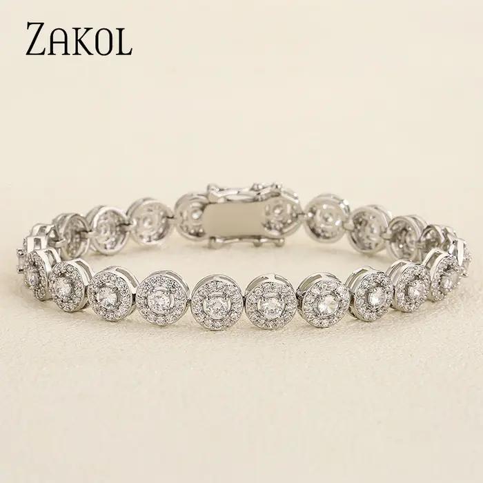 ZAKOL – Bracelet de Tennis en zircone cubique pour femmes