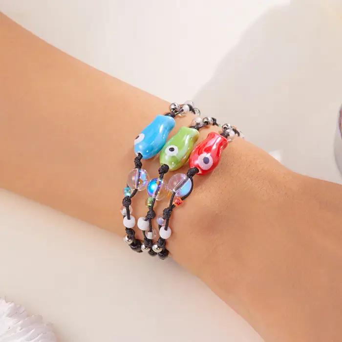 Bracelet de perles de poisson en céramique coloré pour femmes