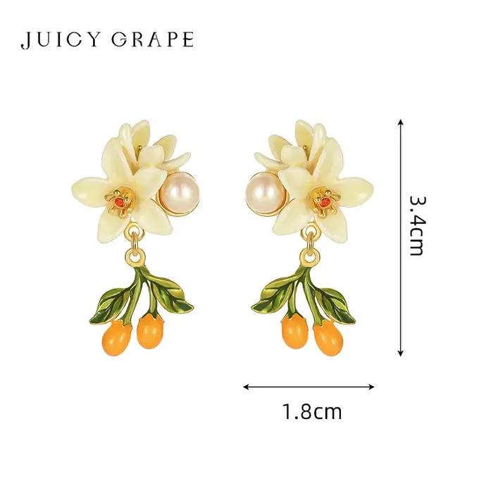 Boucles d'oreille Juicy Grape en argent sterling 925 serties de zirconium blanc et perles de raisin juteux pour femmes, idéales pour les mariages, les anniversaires et les sorties décontractées