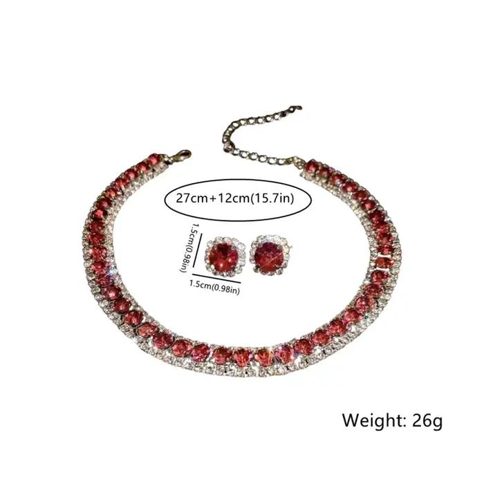 FYUAN luxe cristal collier boucles d'oreilles vert Rose