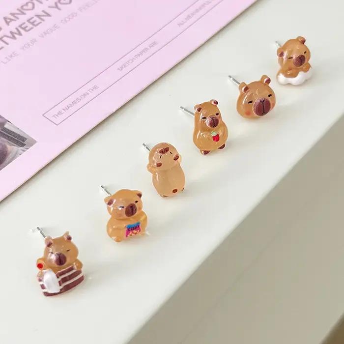 Boucles d'oreilles Capybara Kawaii en résine pour femmes et filles occasions spéciales fantaisie mode kawaii