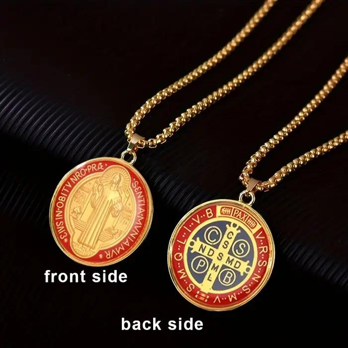 YILUOCD Saint benoît de Nursia médaille pendentif collier amulette puissante de bijoux de Protection spirituelle