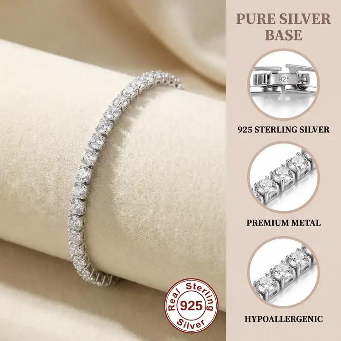 Vehong-Bracelet en argent regardé S925 avec balle de tennis pour femme