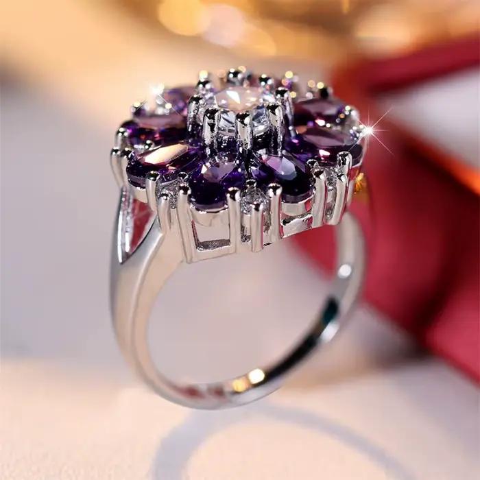 Bague en argent pour femme sertie de zircon avec 255 déclinaisons de couleurs pour bijoux de luxe élégants et personnalisés