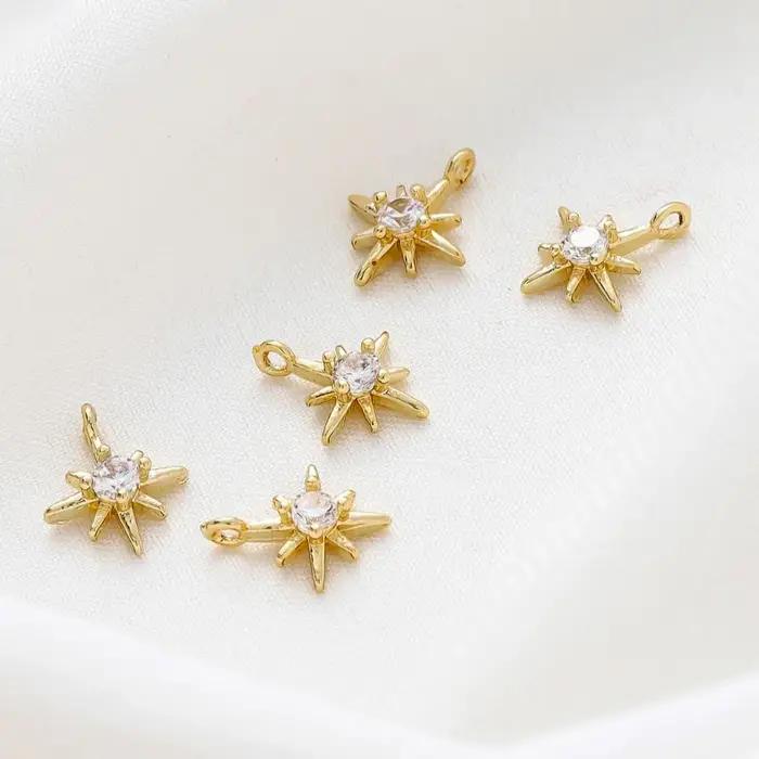 10 pièces/lot 18K couleurs or strass hexagramme étoiles pendentifs en laiton Bracelet breloque décoration pour collier fabrication de bijoux trouver