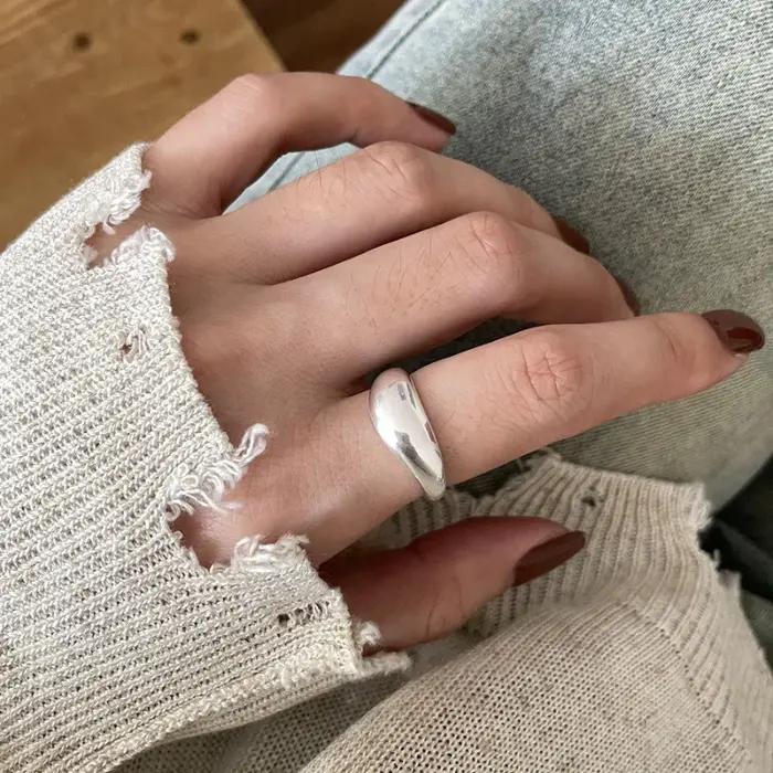 Bagues empilables irrégulières en argent sterling 925 pour femmes