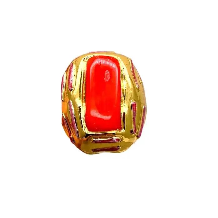 YYGEM 24x28mm gros corail Orange anneaux réglables mode plaqué or bague anniversaire bijoux
