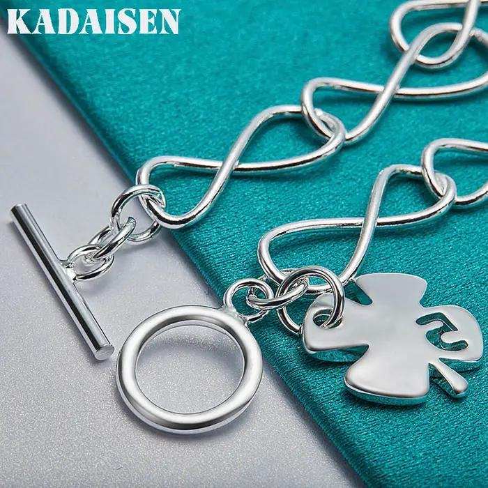 Bracelet en argent sterling 925 avec chaîne en forme de trèfle pour femmes