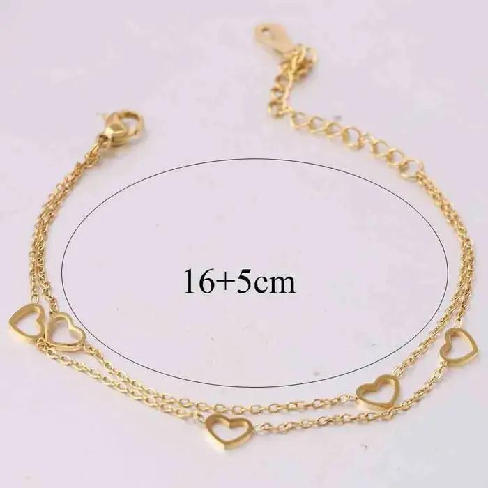Kolmnsta – Bracelets Double couche en forme de cœur creux pour femmes et filles