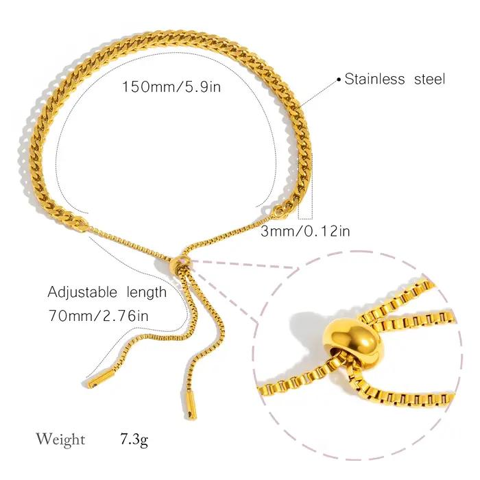 Bracelet à nœud coulissant réglable pour femme – Acier inoxydable chirurgical hypoallergénique – Chaîne de luxe minimaliste