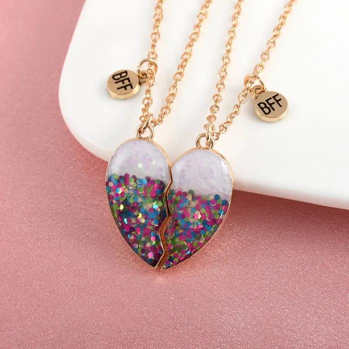 Colliers en forme de cœur avec sequins pour femmes amies occasions spéciales à offrir anniversaires fantaisie moderne