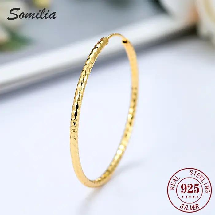 SOMILIA Boucles d'oreilles grandes et rondes pour femmes en argent sterling 925