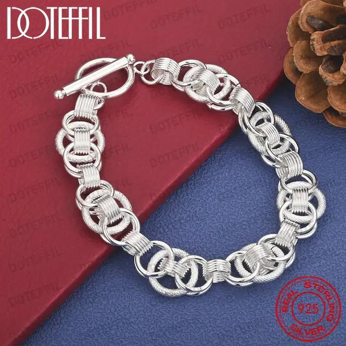 Bracelet tressé délicat multi-boucles en argent sterling 925 de 8 pouces pour hommes et femmes
