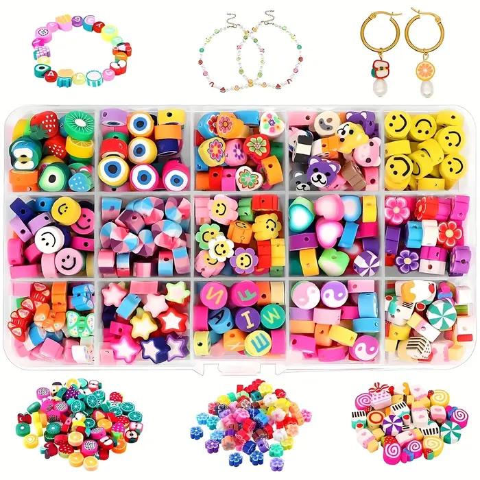 220 + pièces ensemble de bijoux en perles d'argile polymère une variété de jolis bijoux en perles d'