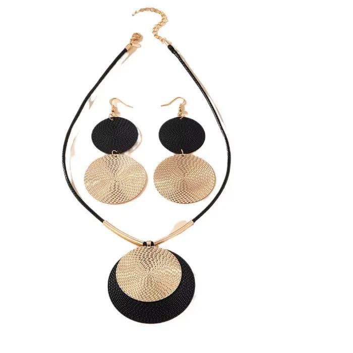 Grand collier pendentif rond Vintage pour femmes