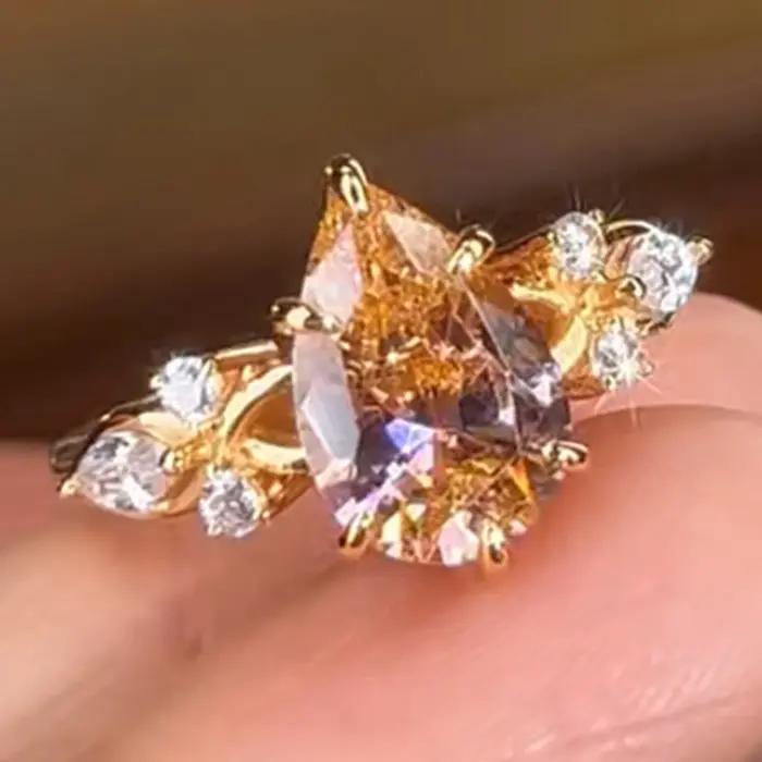 Vinregem – bague de fiançailles en diamants Padparadscha à haute teneur en carbone