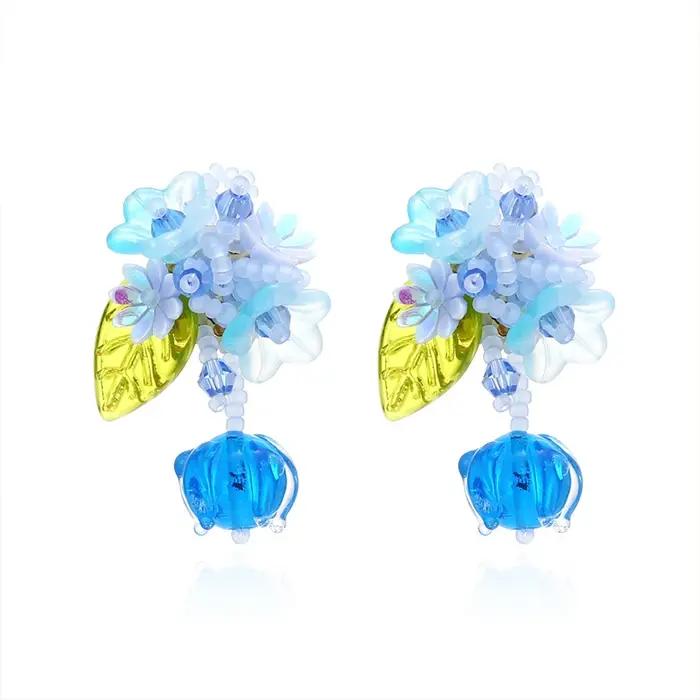 Boucles d'oreilles en résine fleuries pour femmes romantiques mignonnes accessoires de vacances bijoux de styliste cadeaux de fête occaions spéciales
