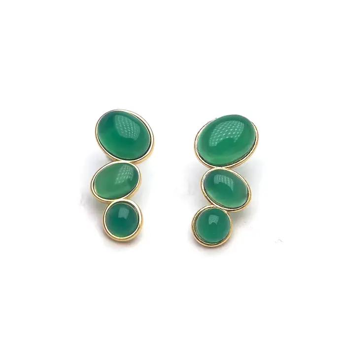 Boucles d'oreilles élégantes en Agate verte naturelle