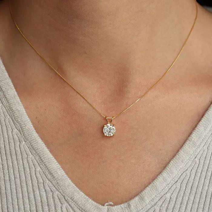 Collier pendentif solitaire en argent Sterling S925