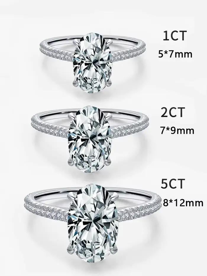 Bague ovale brillante en argent Sterling 925 pour femmes