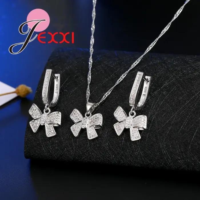 Ensembles de bijoux classiques en argent regardé 925 pour femmes