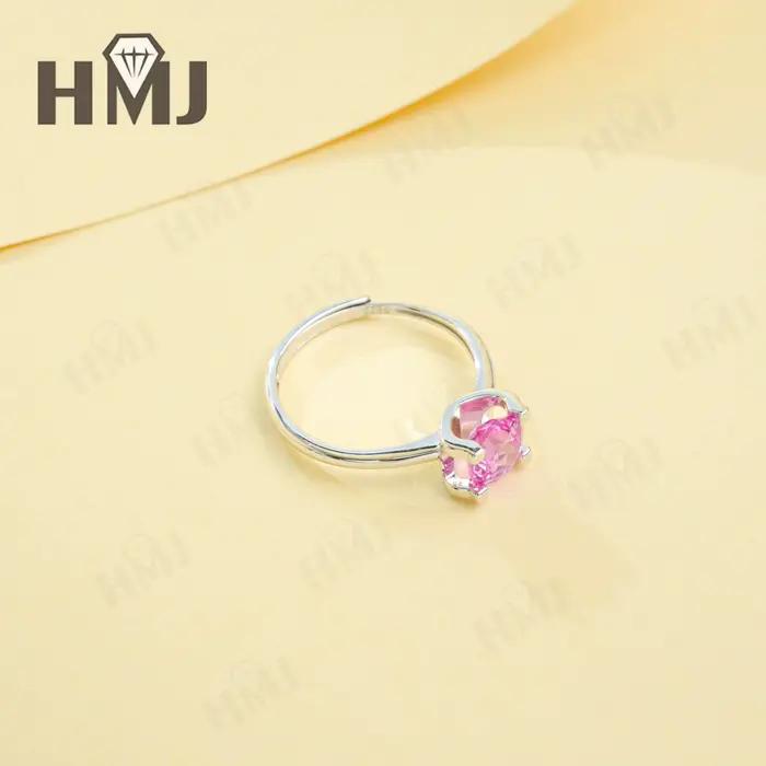 Bague en saphir/padparacha cultivé en laboratoire
