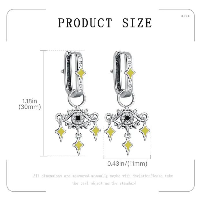 Boucles d'oreilles œil étoile brillante en argent Sterling S925
