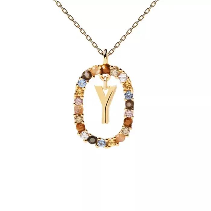 Pendentif initial en or avec zirconium mode longue chaîne pour femmes occasions spéciales mon nom bijoux alphabet a-z