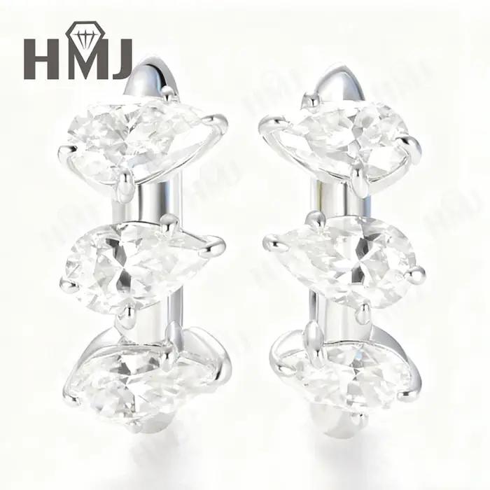 Boucles d'oreilles en moissanite cyan rubis cultivé en laboratoire 2,1 carats, argent S925, or 14K, taille poire, couleur D, bijoux cadeau pour mariage ou anniversaire