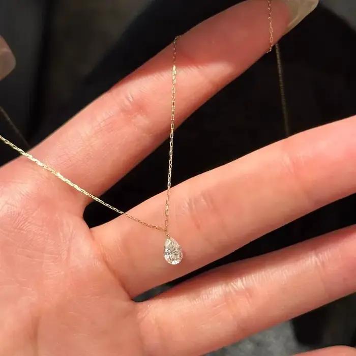 Collier pendentif goutte d'eau en zircon ANENJERY pour femme
