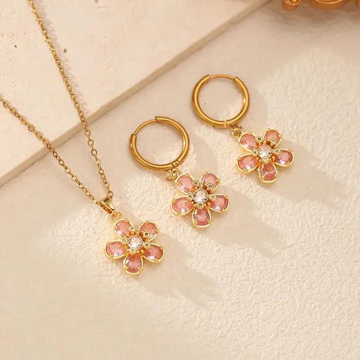 EILIECK Collier et Boucles d'Oreilles de Luxe en Zircon Cubique Brillant