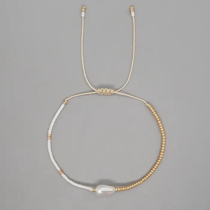 Go2BoHo – Bracelet de perles baroques simples et fines pour femmes