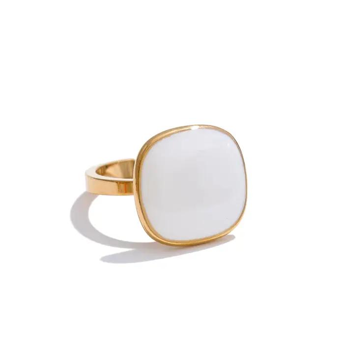Yhpup – bague carrée réglable en acier inoxydable plaqué PVD doré 18 carats, bijoux de charme popula
