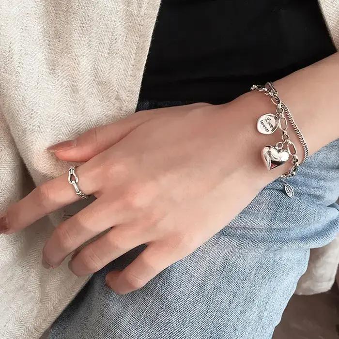 Bracelet Double couche en argent Sterling 925 pour femme