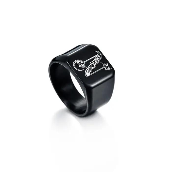 Alliance de Mariage en Acier Inoxydable avec Lettres Anglaises pour Homme Occasions Spéciales