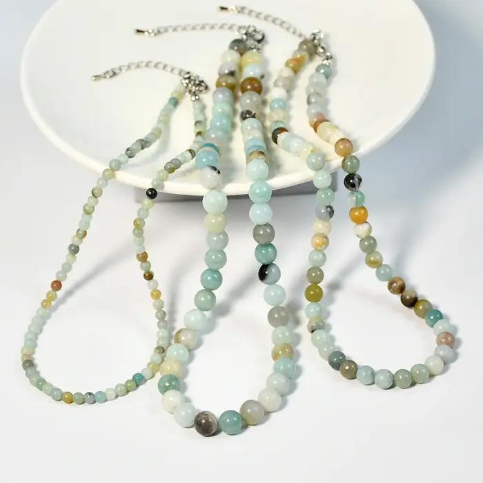 Colliers de la présidence en pierre d'amavergite naturelle pour femmes, colliers de perles bohémiennes faits à la main pour occasions spéciales et port quotidien