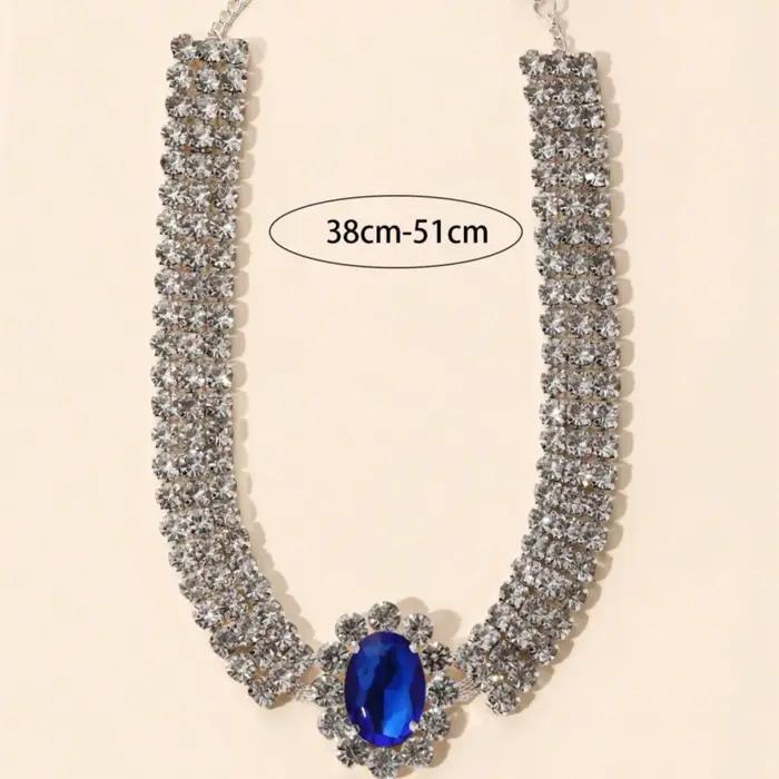 Collier de couches en strass vert scintillant pour femmes design géométrique extravagant pour soirée et quotidien