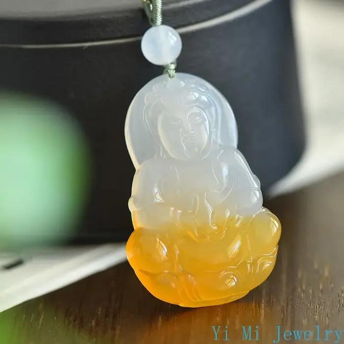Collier pendentif en cristal naturel pour hommes et femmes, agate, calcédoine, amulette de maintien en sécurité, cadeaux de bijoux, mode Guanyin, diversifier, Feng Shui