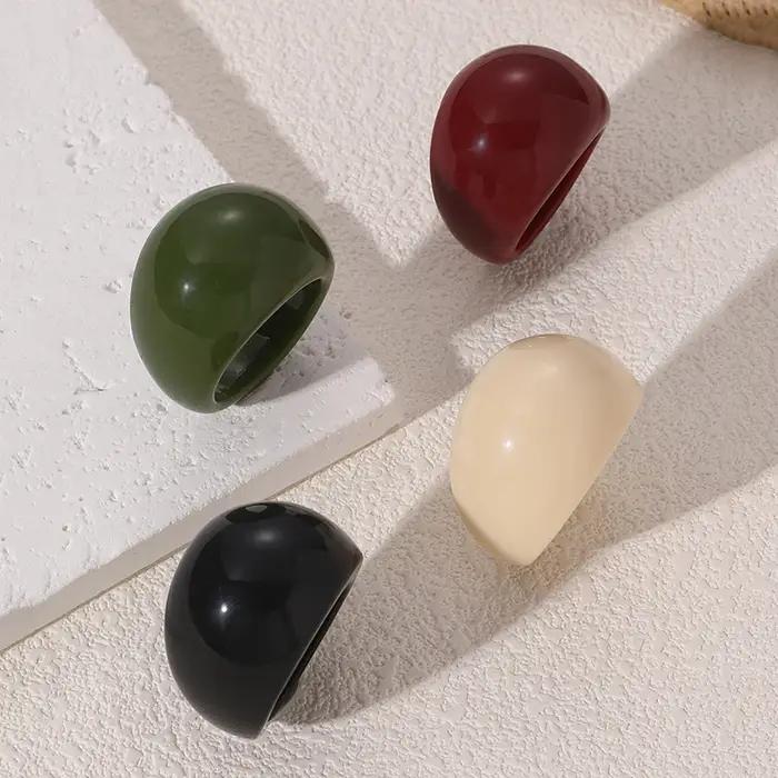 Lot de 4 bagues empilables élégantes pour tous les jours – Ambre vintage