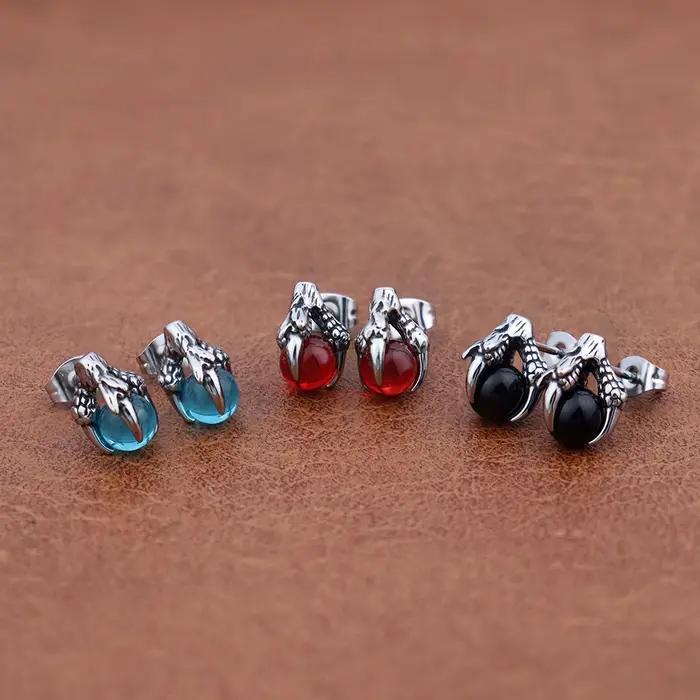 Boucles d'oreilles griffe de dragon en acier inoxydable pour hommes et femmes