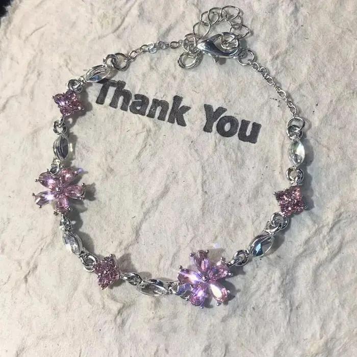 Y2K – Bracelet en cristal rose doux pour femmes
