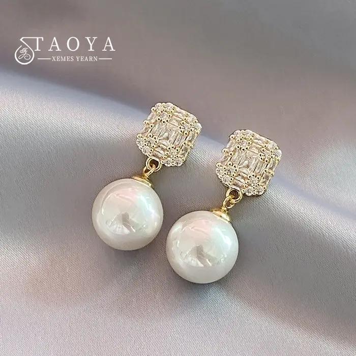 Boucles d'oreilles pendantes en perles de cristal pour femmes