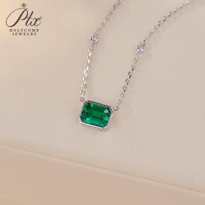 Pendentif en argent sterling 925 avec rubis taille émeraude pour occasions spéciales bijoux de fête cadeau d'anniversaire et de mariage