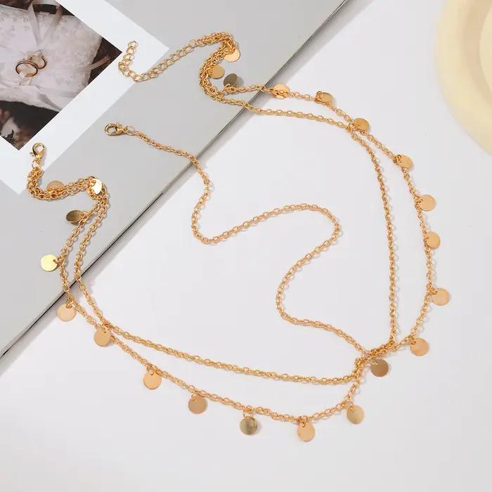 Chaîne de tête tendance en sequins métalliques dorés pour femmes