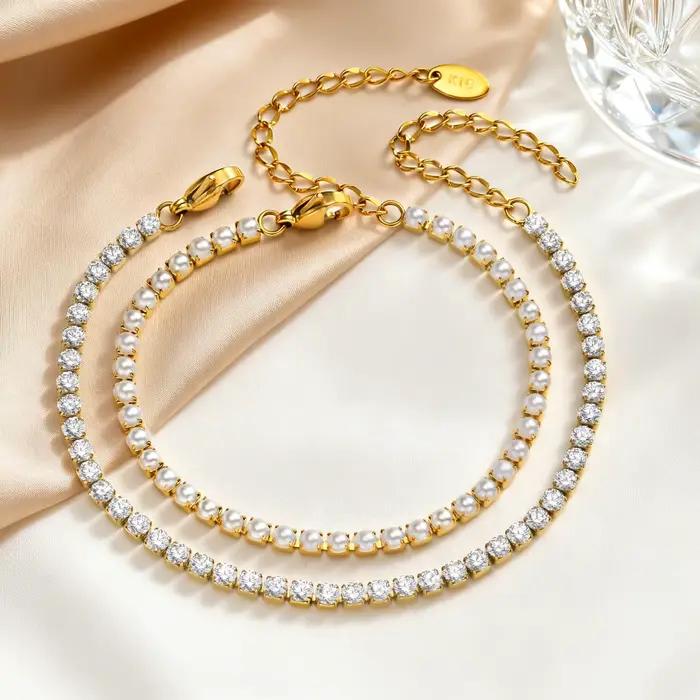 Bracelet de tennis moderne en perles pour femme