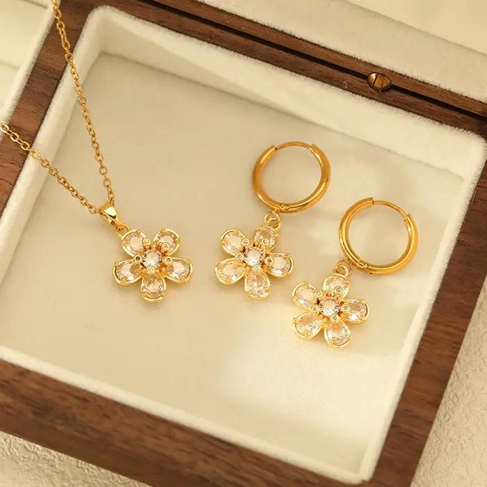 EILIECK Collier et Boucles d'Oreilles de Luxe en Zircon Cubique Brillant